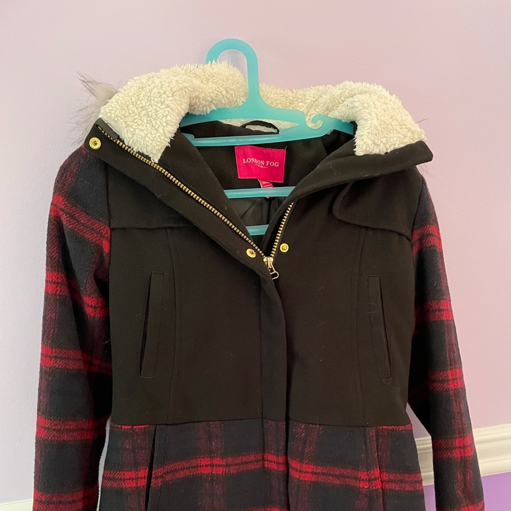 London Fog red plaid coat